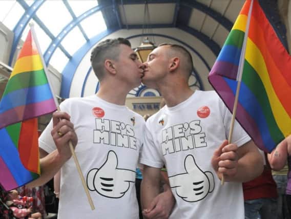Pictured are Thomas Brooks and Antony Platt at a previous Blackpool Pride event at the Winter Gardens