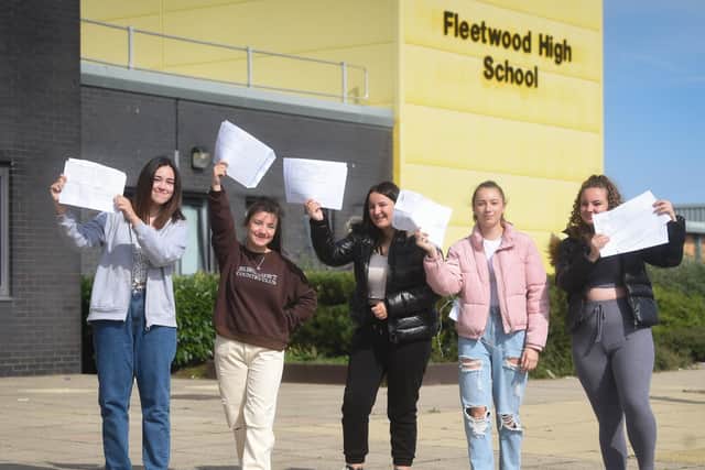 Fleetwood High School Year 11s celebrate their GCSE results. Pic: JPI Media