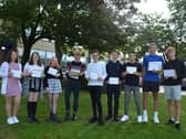 Carr Hill pupils celebrate their GCSE successes. Pic: Carr Hill High School