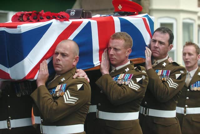 The military funeral of Blackpool soldier Christopher Whiteside took place at Holy Trinity Church, South Shore. Pic: Rob Lock