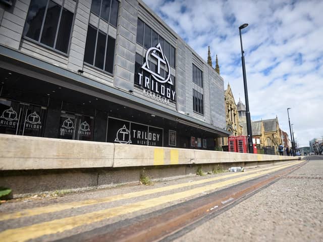 The tram stop 'platform' outside Trilogy nightclub on Talbot Road