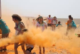 Participants having fun in the Blackpool Colour Run
