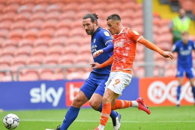 Jerry Yates and his Blackpool team-mates struggled to make headway against an imposing Cardiff side
