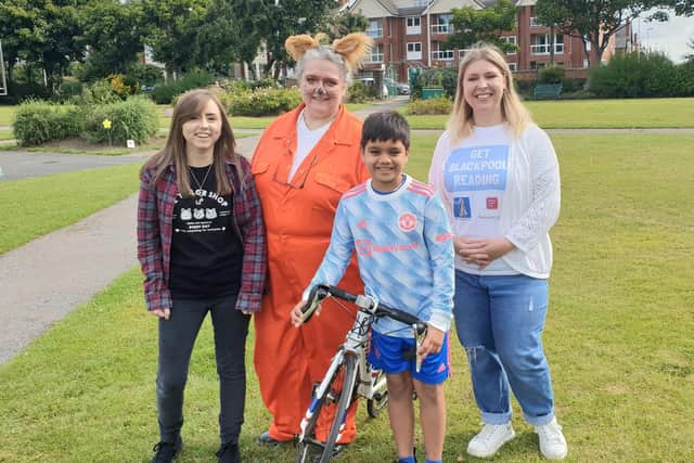 Milan with Get Blackpool Reading manager Stephanie Wood, Revoe, Mereside and The Grange library manager Lois Duxbury and Central Library manager Jools Morgan-Jones.