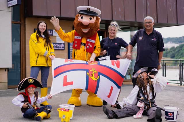 Henry with the crew at Scarborough RNLI
