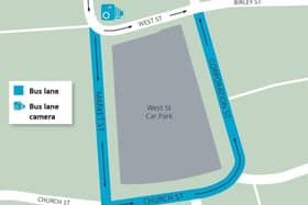 The proposed area of enforcement of the new bus lane cameras in Blackpool town centre