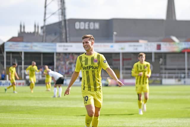 Nick Haughton made it five goals in three games with his brace at Hereford