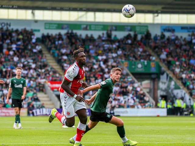Darnell Johnson, here in action at Plymouth on Saturday, could face former club Leicester on Tuesday
