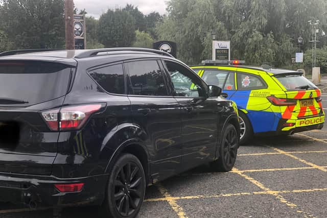 The disqualified driver of this stolen Ford Kuga tested positive for cocaine after being stopped by police on the M55 near Kirkham. Pic: Lancashire Police