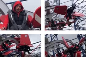 Thrillseeker James Shallcross, from Oldham, visited Blackpool Pleasure Beach last week and the Red Arrows Sky Force ride soon caught his eye. After strapping himself, James soon got to grips with the controls which allow riders to spin their carriages 360 degrees whilst zipping through the air for the ultimate adrenaline rush