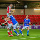 Ryan Edmondson, one of Fleetwood's summer signings, scores his first goal for the club in the Papa John's Trophy win over Leicester Under-21s