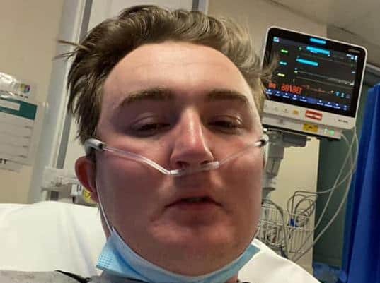 James Yates was taken to A&E and put on oxygen after being exposed to carbon monoxide poisoning inside the family's caravan in the middle of the night. Pic: Amber Yates