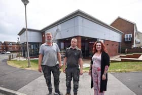 RJ's Bar owners John Sherwood and Rob Hopkinson with manager Sarah-Jayne Coop. Pic: Daniel Martino/JPI Media