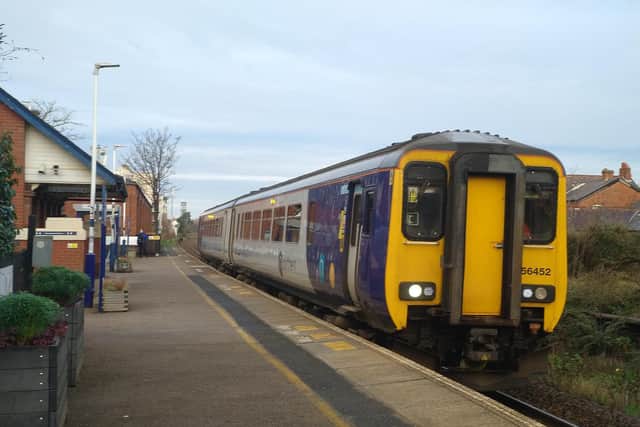 A train at St Annes station on the South Fylde Line