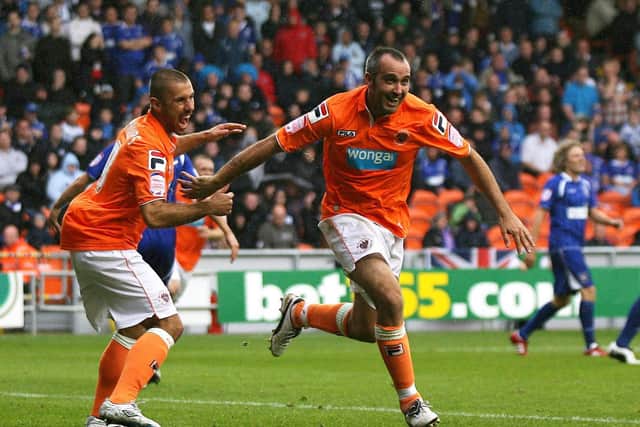Gary Taylor-Fletcher celebrates his goal against Ipswich Town