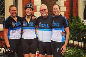 Becky Watton, Abi Green and Jodie DEnrico with their dad Glenn Campbell