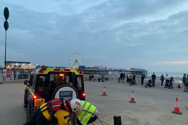 It was another busy weekend for Fylde Coast sea rescue teams, with one person rescued from the water at North Pier in the early hours of Saturday morning (September 4). Pic: RNLI Blackpool