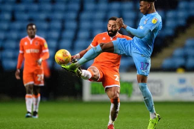 New Blackpool signing Dujon Sterling in action against the Seasiders while on loan at Coventry City in January 2019