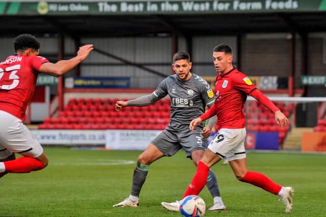 Owen Dale, here in action against Fleetwood Town, had an outstanding 2019/20 season with Crewe Alexandra