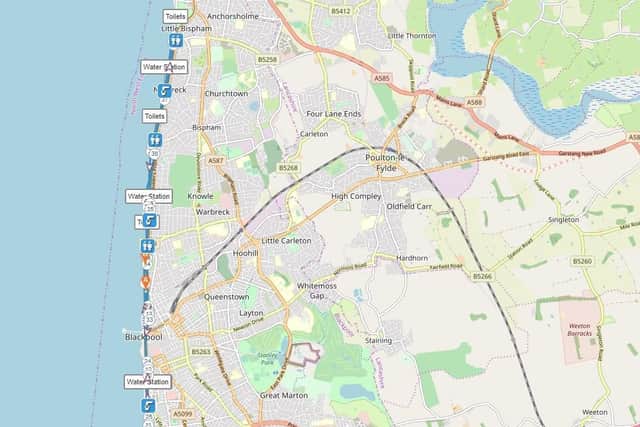 The route of the marathon and half-marathon which will take place along 6 miles of the Promenade, from Little Bispham to Squires Gate on Sunday (September 12)