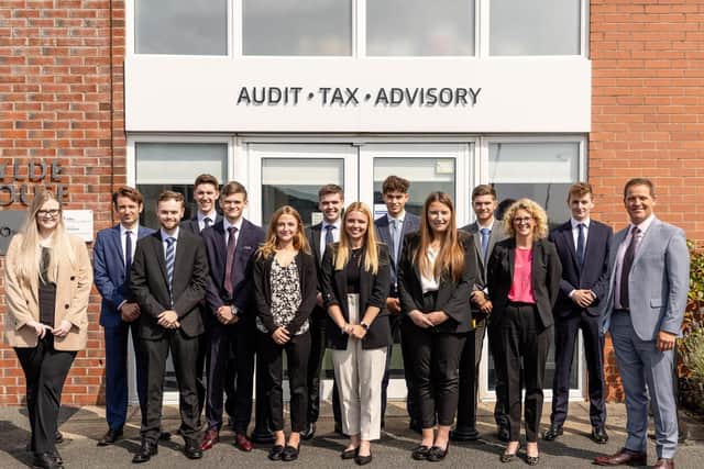 Accountants MHA Moore and Smalley has welcomed 22 new recruits. Pictured welcoming some of the new trainees are managing partner Graham Gordon (far right) and HR Director Rebecca Coombes (third right)