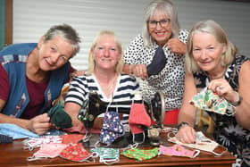 Cath Stevenson, Amanda Thomas, Marilyn Marshall and Elaine Midgley, some of the team who made masks to raise over £13,000 for Trinity Hospice. Pic: Daniel Martino/JPI Media