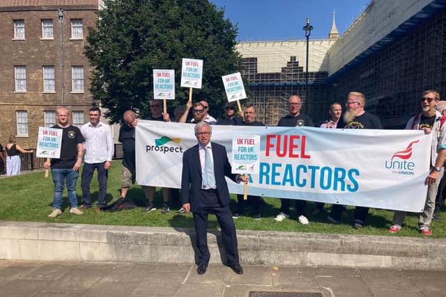 Fylde MP Mark Menzies and staff from Westinghouse's Springfields nuclear fuel manufacturing plant at Salwick