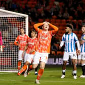 Blackpool striker Shayne Lavery reacts after missing a chance in midweek
