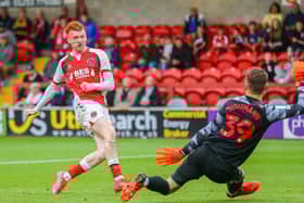 Callum Morton scores Fleetwood Town's first goal against Sunderland Picture: Sam Fielding/PRiME Media Images Limited