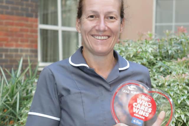 Jackie Brunton, Blackpool Vic's lead nurse for end of life and bereavement care, with her Nurse of the Year award. Pic: Blackpool Teaching Hospital NHS Trust