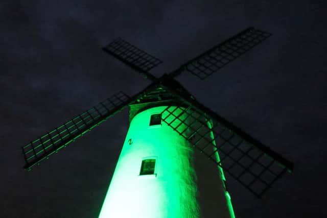 Lytham Windmill and Blackpool Tower were among 40 monuments across the country to light up in green in support of Myotonic Dystrophy Awareness Day on September 15
