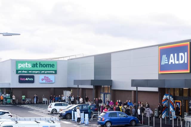 Long queues formed outside Bispham's new Aldi ahead of its 8am ribbon cutting ceremony.