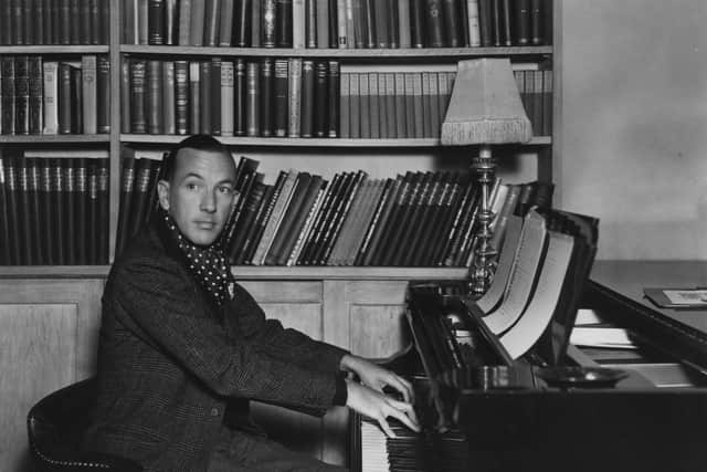 Noel Coward playing the piano at home. Photos above and below: Getty Images