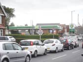 Motorists queuing outside BP in Fleetwood Road North, Thornton, on Friday, September 24, 2021 (Picture: Dan Martino for The Gazette)