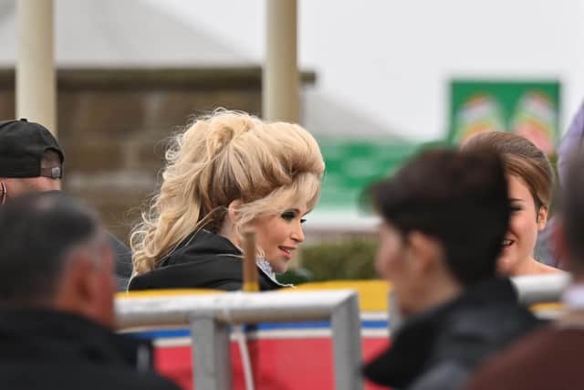 Gemma Arterton is pictured filming her new TV series an adaptation of Funny Girls in St Annes. The crew were in the resort yesterday and on site again today.