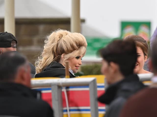 Gemma Arterton is pictured filming her new TV series an adaptation of Funny Girls in St Annes. The crew were in the resort yesterday and on site again today.