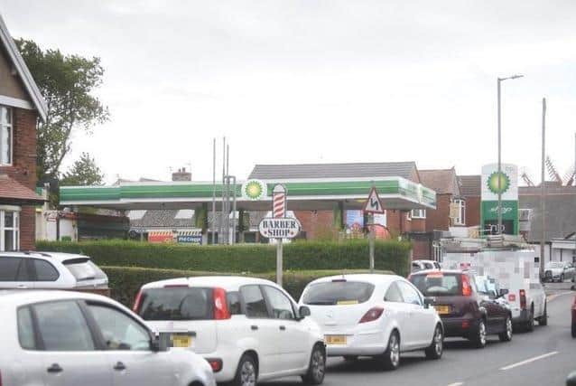 A similar sight outside BP in Fleetwood Road North, Thornton.