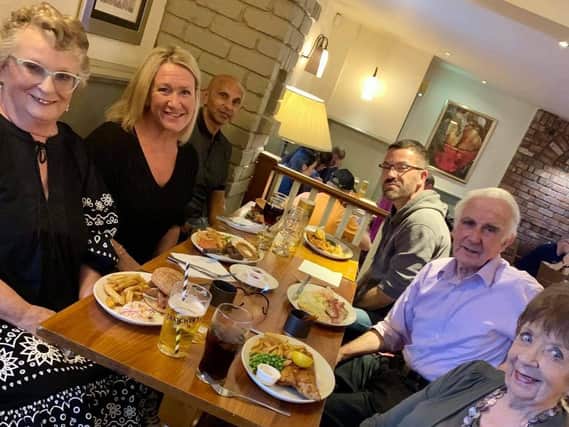 Pauline Hogan (left) and Roy Wilson meet up with some of their Good Samaritans