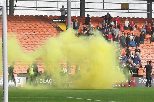 A pyrotechnic was thrown onto the pitch during Saturday's game against Barnsley