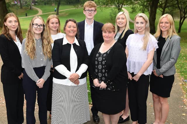 Harrrison Dury has a new intake of starters. Pictured left to right: Chloe Wishart, Jessica Darley, Grace McGarvey, Amanda Webster, Thomas Connell, Lisa Brown, Hannah Pinder, Rachael McDonagh and Natasha Coveney.
