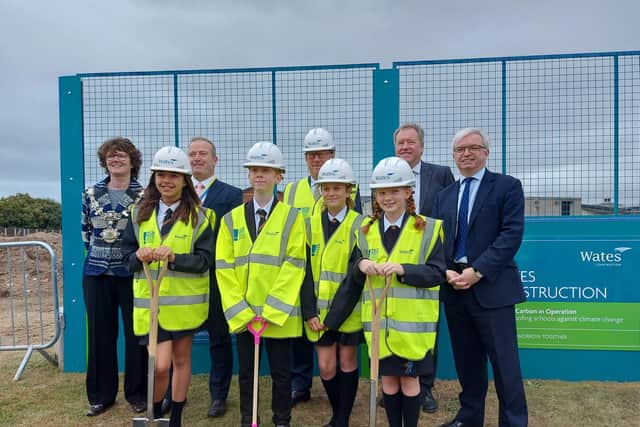 Lytham St Annes High School pupils, headteacher Ray Baker, Fylde MP Mark Menzies, representatives of the Department for Education and staff from construction firm Wates Group gathered for a turf cutting ceremony at the Worsley Road school in Ansdell to mark the start of the development.