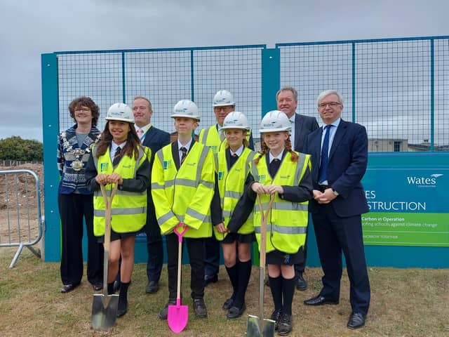 Lytham St Annes High School pupils, headteacher Ray Baker, Fylde MP Mark Menzies, representatives of the Department for Education and staff from construction firm Wates Group gathered for a turf cutting ceremony at the Worsley Road school in Ansdell to mark the start of the development.