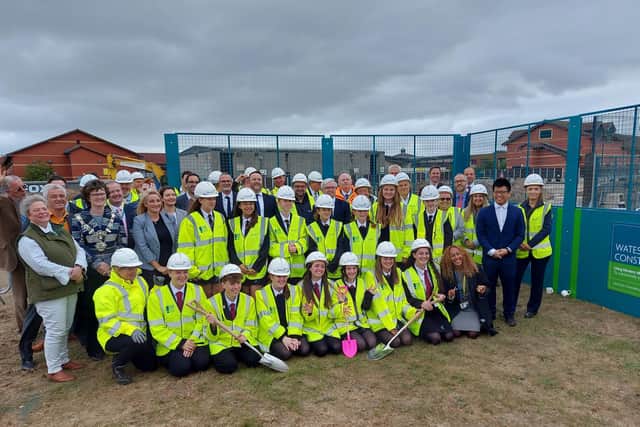 The turf cutting ceremony at Lytham St Annes High School