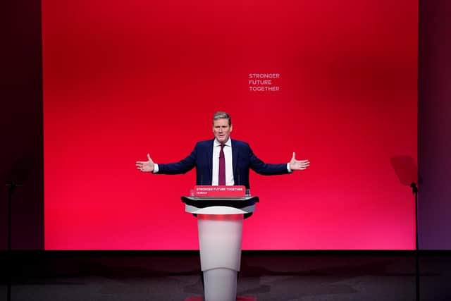 Labour party leader Sir Keir Starmer delivers his keynote speech at the Labour Party conference at the Brighton Centre in Brighton, East Sussex (Picture: PA Wire/PA Images/Stefan Rousseau)