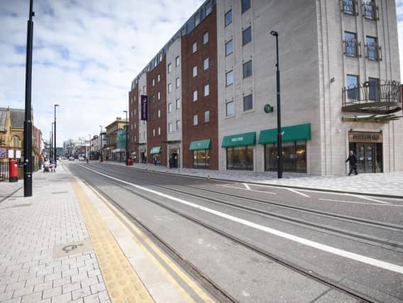 The new tram tracks down Talbot Road