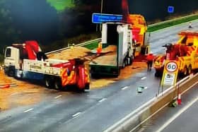 The M6 is currently closed northbound between junctions 14 and 15 near Stafford after a lorry overturned at around 9am