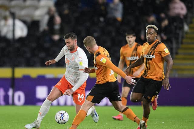 Gary Madine made his first Blackpool start for eight months at Hull