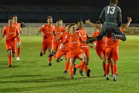 AFC Blackpool celebrate their FA Youth Cup win over Wrexham