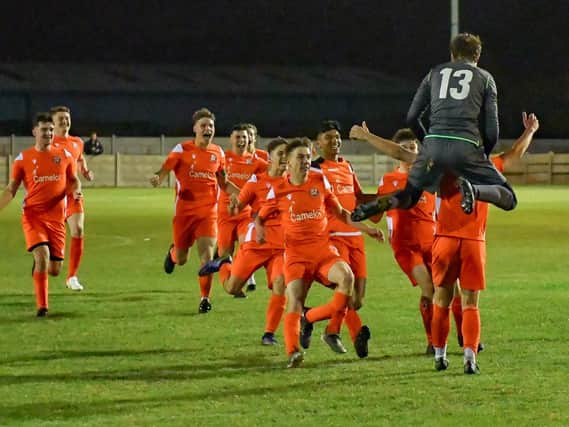 AFC Blackpool celebrate their FA Youth Cup win over Wrexham
