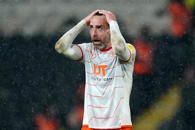 Blackpool defender Richard Keogh looks like he can't believe what happened at Hull